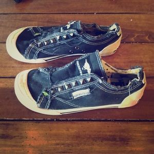 Black rocket dog slip on sneakers 8.5 with studs!